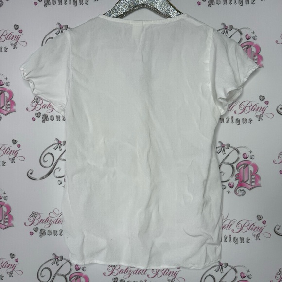 H&M blouse white cream button down style linen type shirt top cute cottagecore - Picture 2 of 7